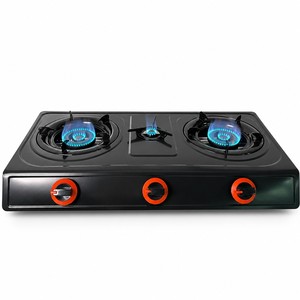 Table de cuisson à gaz 3 brûleurs avec <span class=keywords><strong>plaque</strong></span> auxiliaire, 2 grandes et 1 petite, flamme bleue haute efficacité pour grande maison, famille, restaurant - Product Image 1