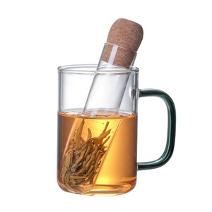 Infuseurs filtrants en verre borosilicaté résistant à la chaleur avec bouchon en liège pour faire du thé et du café Tube en verre pour feuilles de thé passoire - Product Image 3