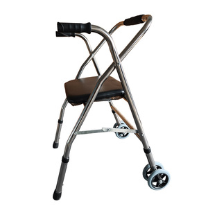 Meisheng Walker With Seat And <b>Wheels</b> Stainless Steel For Elderly Mobility Assistance - Product Image 3