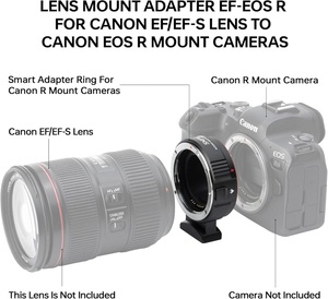 Adaptador de montura de lente Convertidor de lente de enfoque automático R Compatible con lente Canon EF/1 para cámara de montura Canon R <span class=keywords><strong>EOS</strong></span> R <span class=keywords><strong>RP</strong></span> R5 R6 - Product Image 6