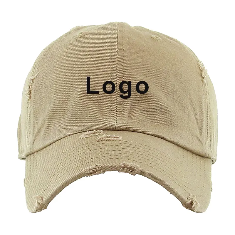 Custom Embroidered Logo Washed Distressed Vintage Style Dad Baseball Cap Hats with Custom Logo For Men