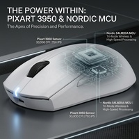 Souris de jeu ultra-légère filaire et sans fil 56g avec capteur Pixart 3950, structure squelette, MCU Nordic, latence nulle 8000Hz et 5 boutons