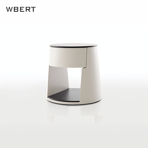 Table de chevet minimaliste WBERT - Bois avec finition mate gris clair, design moderne et futuriste pour la chambre à coucher, meubles de maison - Product Image 2