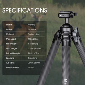 Trépied <span class=keywords><strong>de</strong></span> <span class=keywords><strong>chasse</strong></span> en fibre <span class=keywords><strong>de</strong></span> carbone avec rotule intégrée <span class=keywords><strong>de</strong></span> 44 mm et pieds <span class=keywords><strong>de</strong></span> 36 mm - Product Image 6