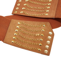 Fantastique Super largeur Surface en velours Multi chaînes décoration femmes amincissantes grande taille ceinture élastique