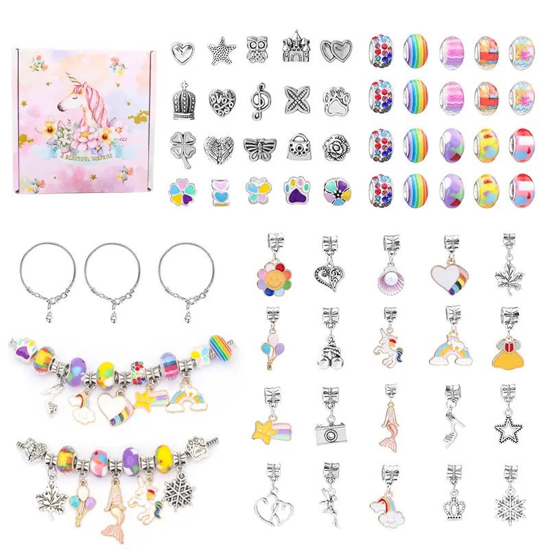 Kit per la creazione di braccialetti per bambini di vendita calda set di braccialetti fatti a mano fai da te grandi fori di perline giocattolo