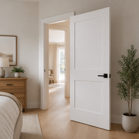 Pintu Interior Solid Core 2 Panel Model Shaker Putih Berlapis Cat Dasar Gaya Modern untuk Kamar Tidur Kantor