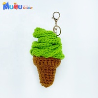 Porte-clés artisanal en crochet en forme de bâtonnet de crème glacée pour le soutien émotionnel, l'énergie positive et l'esthétique, breloques amigurumi pour sacs, vente en gros