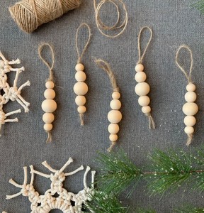 Muestra Gratuita de Artesanía en Madera, Decoración Navideña para Colgar en la Pared, Estilo Boho, Grande y Pequeña, Decoración Natural para el Hogar, Guirnalda de Cuentas de Madera de 58 Pulgadas con Borlas - Product Image 2
