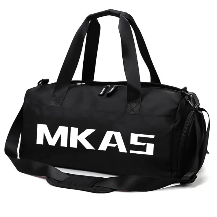 Çevre dostu özel etiket kişiselleştirilmiş naylon Duffle seyahat çantası su geçirmez polyester spor çanta