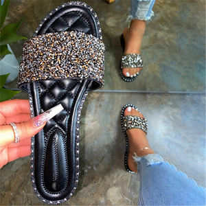 Sandali piatti lucidi da <span class=keywords><strong>donna</strong></span> ciabatte estive pantofole <span class=keywords><strong>scarpe</strong></span> Casual da spiaggia <span class=keywords><strong>Glitter</strong></span> - Product Image 3