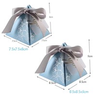 Triangle bronzant fleur ruban boîtes pyramide papier cadeau bonbons doux emballage boîte pour décor de fête de mariage