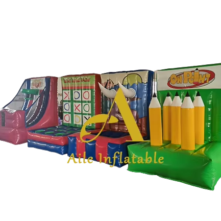 4-in-1 Giant Inflatable Sports Game Set Multi-Activity Outdoor Fun for Kids Parties Includes Toys Castles & Accessories Blower