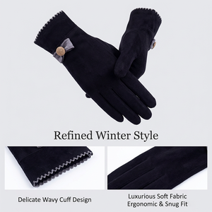 <span class=keywords><strong>Gants</strong></span> tactiles pour femmes en daim d'hiver avec nœud mignon - Product Image 3