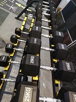 Haltère hexagonal fixe en fonte recouvert de vinyle pour musculation, équipement de gym, vente en gros, offre spéciale usine
