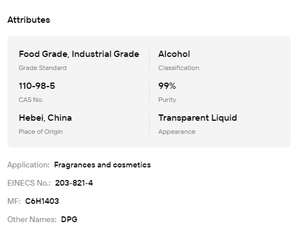 Dipropilenglicol con 99% de Pureza, CAS 110-98-5, Grado Cosmético, Solvente para Perfumes, Materia Prima para Procesamiento Industrial de Alimentos - Product Image 6