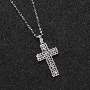 <b>Cross</b> pendant, hip hop jewelry, simple for <b>men</b> and women, multi-row zirconium <b>cross</b> pendant necklace. - Product Image 2