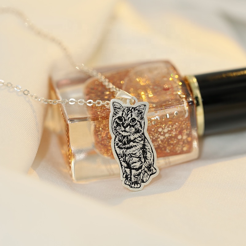 Collana Personalizzata Con Foto Del Tuo Animale Domestico - Ciondolo In Argento 925 O Rame Con Incisione Sul Retro, Regalo Commemorativo Per Cani E Gatti - 2