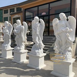 <span class=keywords><strong>Pierre</strong></span> commémorative sculptée motifs de sculpture d'ange style français marbre <span class=keywords><strong>blanc</strong></span> quatre statues d'ange - Product Image 2