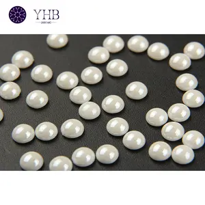 YHB fabbrica Hotfix gesso bianco rotondo fondo piatto perle strass per accessori di abbigliamento