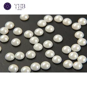 YHB Factory Hotfix Chalk White Round Flat Bottom Pearls Rhinestone For Garment Accessories