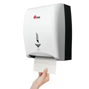 Máquina de corte automático de papel toalha para banheiro, montada na parede, com plástico ABS, design com fechadura, sem contato, rolo grande