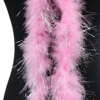 Boas en plumes de marabout, boa en plumes de dinde avec lurex argenté brillant pour fêtes, robes de mariée, costumes de danse, accessoires de couture et artisanat