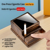 Étui à cigarettes en plastique ABS grande capacité à ouverture automatique, 40 cigarettes, fermeture à clapet, éjection à une pression, fente pour briquet, robuste et anti-écrasement