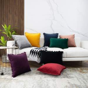 Copricuscino decorativo <span class=keywords><strong>in</strong></span> velluto con Design moderno di qualità con graziosi pon pon - Product Image 6