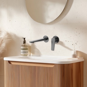 Robinet de lavabo de salle de bain en or noir de luxe, montage mural, <span class=keywords><strong>bec</strong></span> en cascade, robinet mélangeur en laiton, robinet de lavabo à levier unique, robinet de lavabo - Product Image 3