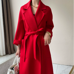 Manteau trench en laine double face pour femmes, manteau en cachemire mi-long à vagues d'eau pour femmes - Product Image 6