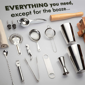 حقيبة أدوات نادل السفر مع مجموعة خفق كوكتيل بوسطن وأفضل حقيبة أدوات بار من الفولاذ المقاوم للصدأ لصنع وتخزين الكوكتيلات المنزلية - Product Image 2