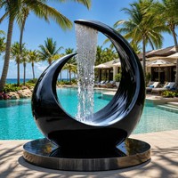 Meilleures ventes : Cascade d'eau sculpturale de luxe en acier inoxydable avec miroir et LED, rideau d'eau pour jardin, parc, hôtel, place publique, cour, taille personnalisée
