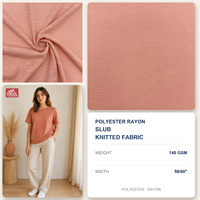 Tissu Jersey Slub en Polyester Rayonne Viscose 140 GSM Rose Poudré Léger et Doux pour T-shirts, Robes – Vente en Gros