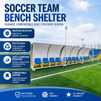 Banc de Rechange de Football sur Roues pour Adultes, Abri Portable avec Table et Sièges, Banc de Joueur Revêtu d'Époxy et de Polyester pour Football