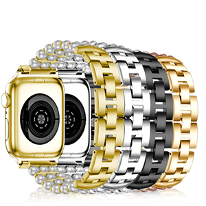 Bande métallique en acier inoxydable perle diamant Bling pour IWatch 8 <span class=keywords><strong>7</strong></span> 6 5 4 3 Se femmes bande de remplacement pour <span class=keywords><strong>Apple</strong></span> <span class=keywords><strong>Watch</strong></span> 41mm <span class=keywords><strong>45m</strong></span> 44mm - Product Image 4
