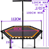 Trampolín de Fitness PINJIAN, Rebounder Interior y Exterior, Mini Trampolín Hexagonal de 45 Pulgadas con Mango Ajustable