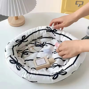 Panier de rangement moelleux et doux pour bijoux et clés, avec motif nœud et logo personnalisé, organisateur de bureau pour la décoration intérieure - Product Image 4