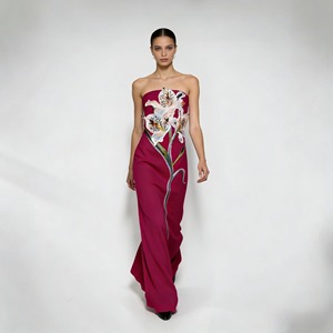 Robe Corset Moulante Sans Manches Brodée de Fleurs pour Femmes – Vente en Gros Fabricant - Product Image 5