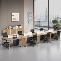 Postes de travail modulaires en métal pour bureaux, mobilier de poste de travail moderne quatre places, station de travail en bois pour centre d'appels