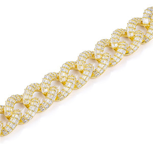 สร้อยคิวบันเงินแท้ 925 ขนาด 20 นิ้ว ประดับเพชรคิวบิกเซอร์โคเนียแบบสองแถว - Product Image 4