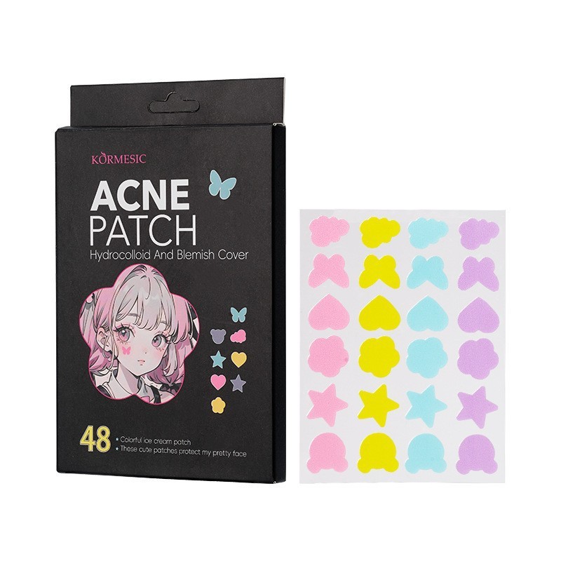 KORMESIC แผ่นแปะสิวสีสันสดใส 48 ชิ้น/กล่อง (24 ชิ้น*2)