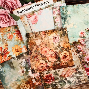 12sheets Vintage Rustic Floral Shabby Chic Large Size Self-adhesive Custom Die Cut Scrapbook Background <strong>Sticker</strong> - Product Image 1