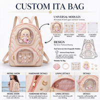 Sac à dos Ita personnalisé à double fenêtre, modules interchangeables universels, sac Itabag en PU pour collection de badges de poupées anime, service OEM ODM