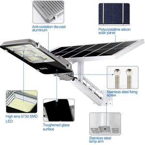 เสาไฟถนนพลังงานแสงอาทิตย์แบบรวม 200W พร้อมรีโมทคอนโทรล เปิด-ปิดอัตโนมัติ กันน้ำ IP65 สำหรับไฟส่องสว่างภายนอกอาคาร - Product Image 4