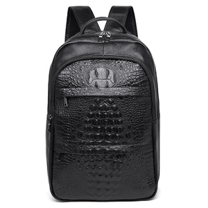 Alligator Sac à dos d'affaires décontracté pour <span class=keywords><strong>ordinateur</strong></span> portable <span class=keywords><strong>17</strong></span> <span class=keywords><strong>pouces</strong></span> en <span class=keywords><strong>cuir</strong></span> véritable noir polyester de haute qualité durable - Product Image 1