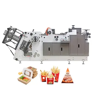 Caja de papel de pizza de cartón automática plegable encolador erector que hace la máquina para alimentos