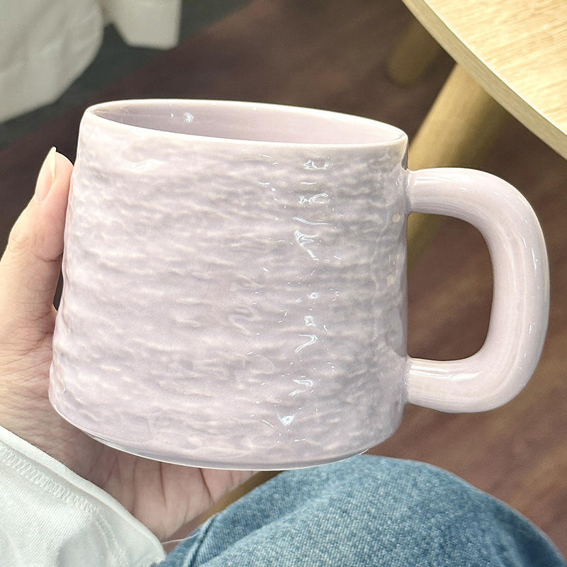 Single Cup - Stone Pattern Ceramic Cup - Purple