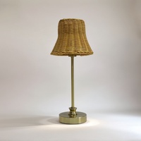 Lampe de table en tissu, lumière de table pour mariage, abat-jour en rotin personnalisé, hauteur réglable, lampes de table de restaurant, rechargeables