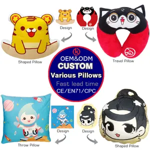 Coussins Kinqee coussins forme personnalisée conception animale oreiller d'avion de photo voyage jeter cou oreiller en peluche personnalisé